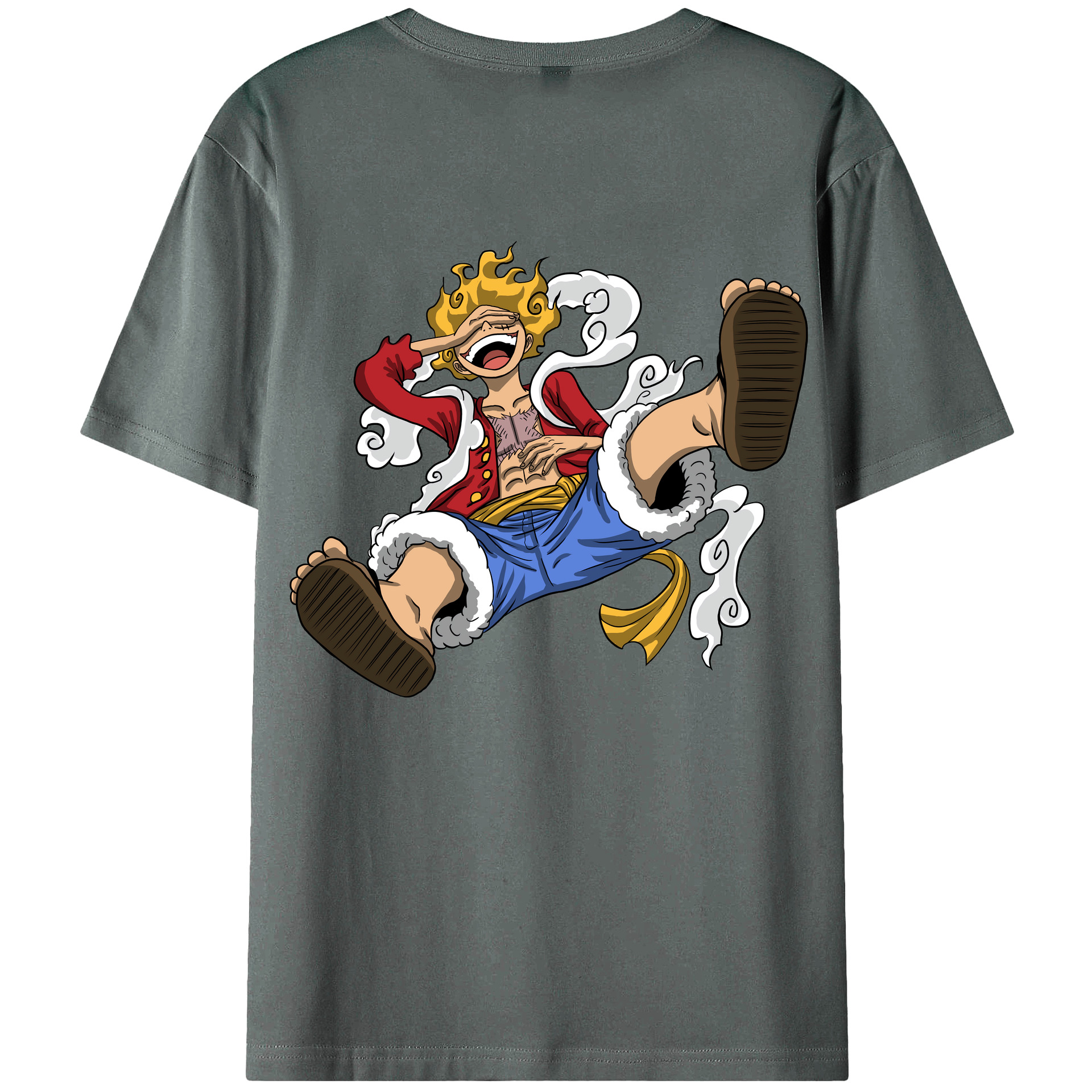 ワンピース モンキー・D・ルフィ ONE PIECE Monkey D. Luffy 綿100％ メンズ半袖Tシャツ（バックプリント） 通気性